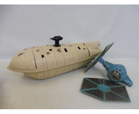 Vintage Star Wars playworn models from the first three films a Rebel Transporter etc.