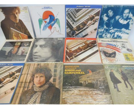 A selection of various LPs from the 1960s and 1970s including Beatles Blue x 2, Beatles Red, Bob Dylan, Doctor John (11 total