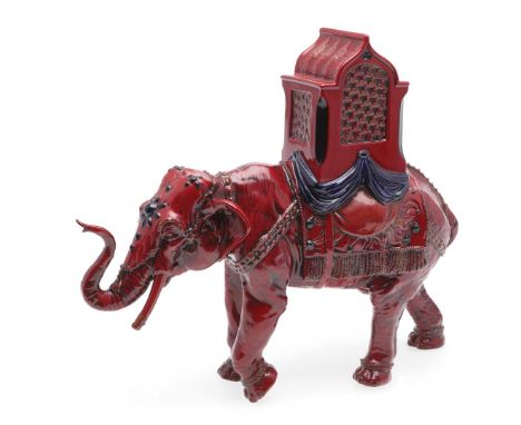 A large Royal Doulton flambe model of a Shanxi Elephant,,BA 42, limited edition 42/250, marked to the foot and with original 