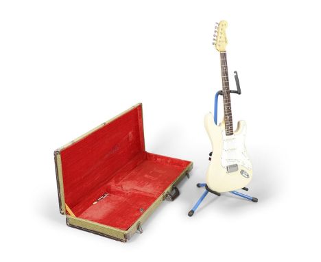 A circa 1980's Tokai Goldstar Sound electric guitar with an ivory and white finish, with a Serial Number L17252 (98cms high).