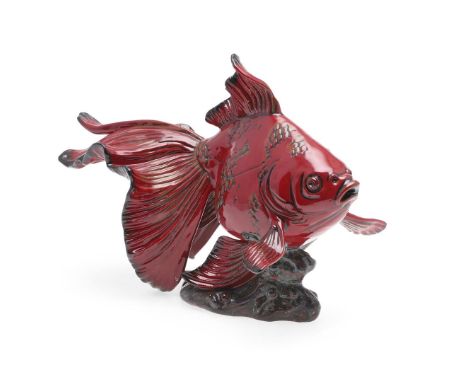 A large Royal Doulton flambe model of a Gansu Fish, BA39, limited edition 112/250, boxed with certificate. 18cms high. *Condi