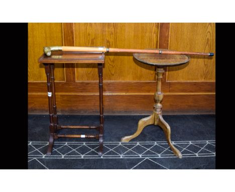 Two Small Circular Occasional Table With Tripod Base. Both 20 inches in height. One with a circular top and tripod base, the 