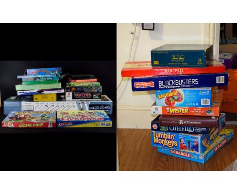 Collection of Boxed Board Games approx 24. Includes Master Mind, Yahtzee, Twister, Backgammon, Monopoly, Blockbusters, Amazin