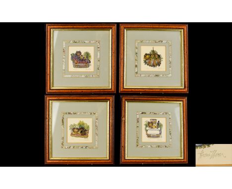 Diane Elson Limited Edition Cat Illustrations A collection of four, signed limited edition prints depicting whimsical illustr