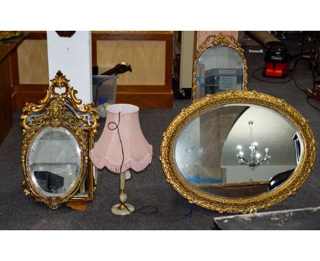 Collection of Five Ornate Gilt Mirrors. Various sizes ranging approx from 41 inches, 38 inches, 32 inches, 26 inches and 17 i