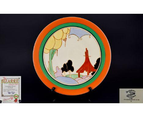 Clarice Cliff Collection Limited Edition Wall Plate ''Bizarre'' Summer House plaque limited edition of 500. Number 55 boxed a