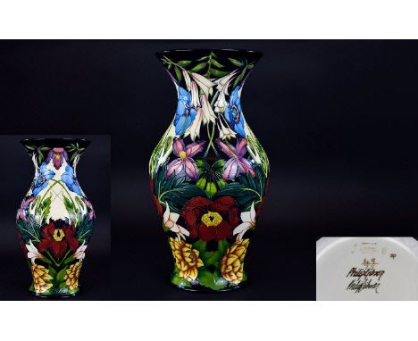 Moorcroft Stunning and Large Limited and Numbered Edition Signed Vase 'Hidcote Manor' Pattern. Designer Philip Gibson, date 2