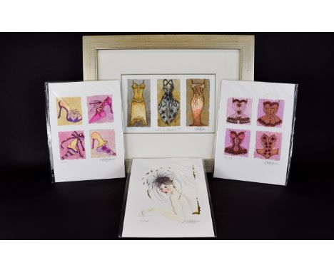 Nicky Belton Limited Edition Artist Signed Print 'Glitz & Glamour 1' Along With Three Unframed Limited Edition Prints Giclee 