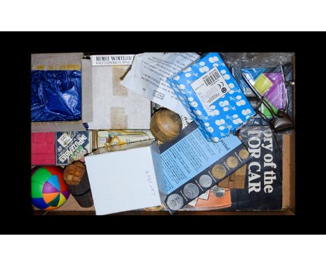 Box Containing A Collection Of Playing Cards And Wooden Puzzles, etc