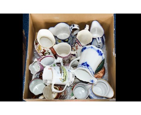 A Varied Collection Of Decorative Ceramic Jugs Over twelve items in total to include, Royal Doulton character jug, pink lustr