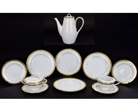 Noritake Fine Quality ( 11 ) Piece Part Coffee / Tea Service. Comprises 1 Large Coffee Pot, Milk Jug and Lidded Sugar Bowl, 4