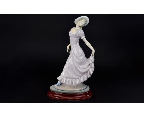 Nao by Lladro Figurine - Elegant Young Lady In Summer Dress. 1st Quality & Mint Condition. Stands 13 Inches, with Stepped Woo