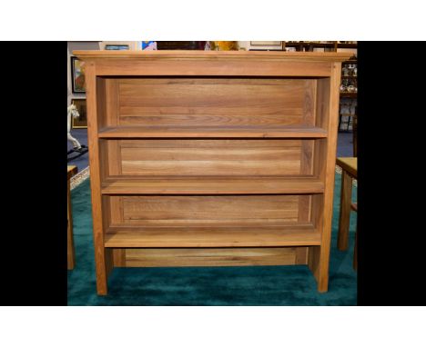 A Contemporary Solid Oak Bookcase Large three shelf unit with golden patina. Very good condition, 44 inches in height, 47 inc