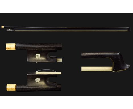 Wilhelm Hammig 1838 - 1925 Violin Ebony Bow. The Pearl Eye of The Ebony Frog, Marked In Script W - H. Bow Weight 61.8 grams. 