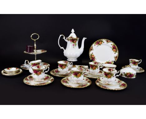 Royal Albert 'Old Country Roses' Part Teaset comprising coffee pot, 6 cups, saucers and side plates, sandwich/cake plate, mil