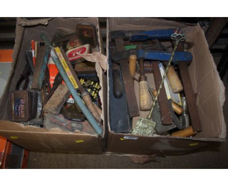 Two boxes of various hand tools 