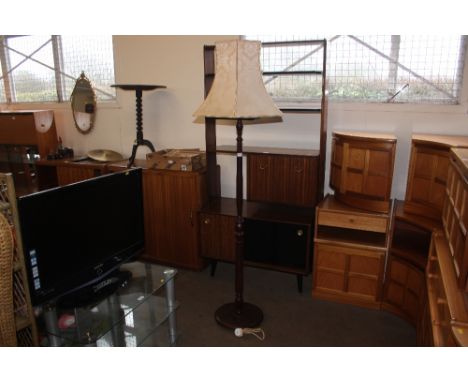 A standard lamp and shade