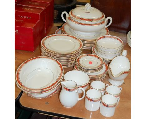 A Royal Worcester part tea and dinner service in the Beaufort pattern to include tureen and cover, meat plates etc Condition 