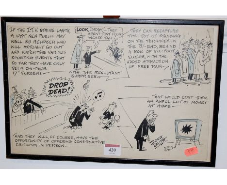 A framed humorous sketch by Doug Smith 