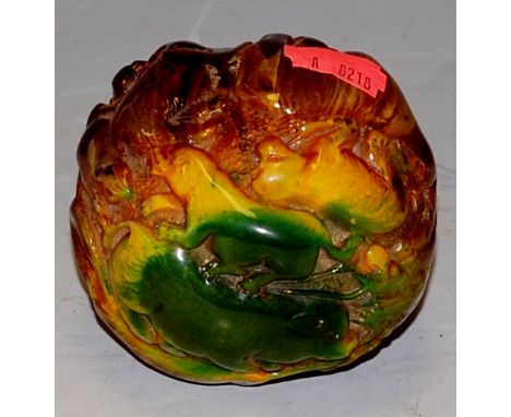 A modern Chinese carved resin boulder
