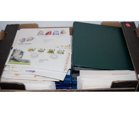 A box of first day covers to include; British Theatre, National Trust etc 