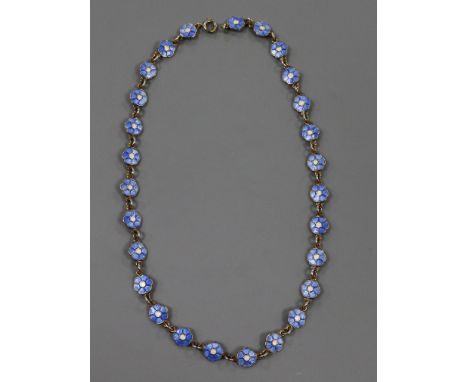 A Danish Volmer Bahmer sterling silver gilt and enamel flowerhead necklace, 40cm.