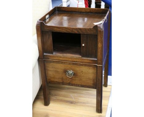 A George III mahogany tray topped night commode W.47cm