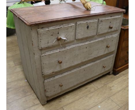 A 19th century painted commode chest, French provincial W.121cm