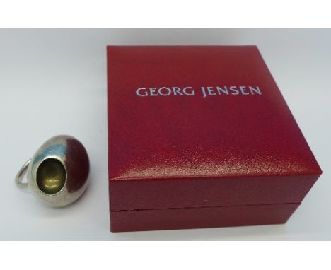 A silver Georg Jensen cave ring with a Georg Jensen box, 37.6g, M