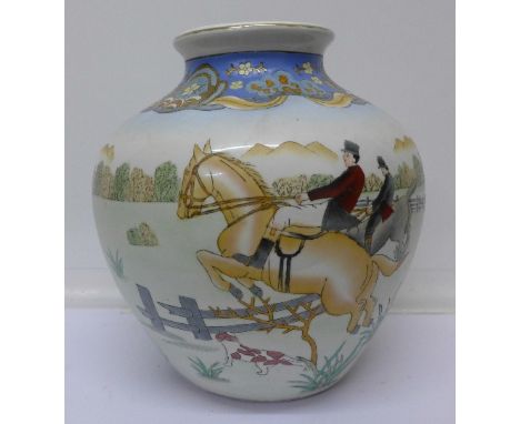 A Chinese ovoid vase decorated with European fox hunting scenes