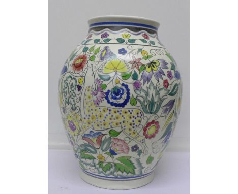 A large Poole Pottery vase, 33cm, base a/f