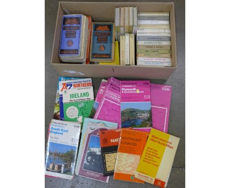 Twenty-four Observer's books, ten Ordnance Survey maps, one-inch, 1940's/50's, fifteen Bartholomew's half inch contoured maps