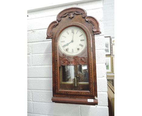 A 19th Century and later composite wall clock having petal top and glass panel