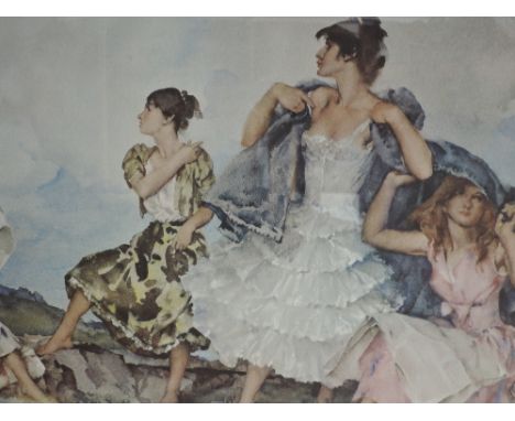 A print after William Russell flint, Celia and friends, signed, 17in x 22in