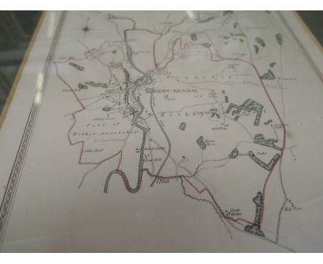 Maps. Two 19th century framed maps. One for Kirkby Kendal and the other for Birmingham. Drawn by R. Creighton, engraved by J.