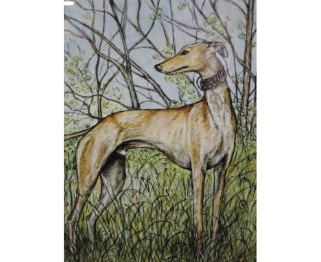 A Limited Edition print after Elle J Wilson, Greyhound, Days to Remember and Never Forget, signed and attributed verso, 14in 