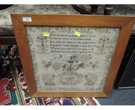 A 19th century sampler of pictorial and script decoration, September 8th 1845