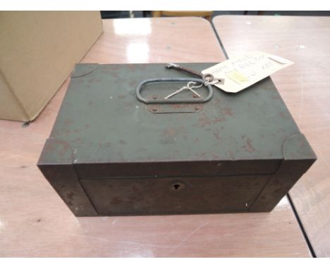 A 1955 Army field payroll metal box with key