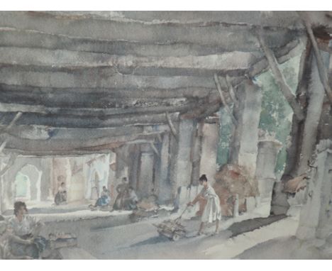 A print after William Russell Flint, Gossip After Market, signed, 20in x 29in