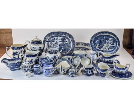 2 Boxes Containing A Quantity Of Blue And White Pottery To Include Cups And Saucers, Bowl, Trinkets, Placemats, Salad Servers