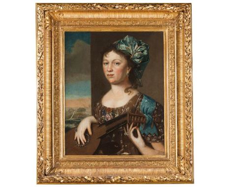 English school, 18th centuryPortrait of a lady Oil on canvas Period carved and gilt wooden frame68,5x54 cm