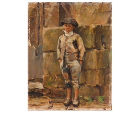 Veloso Salgado (1864-1945)A portrait of a boyOil on board Signed and dated Paris de 89 With dedication27x21 cm