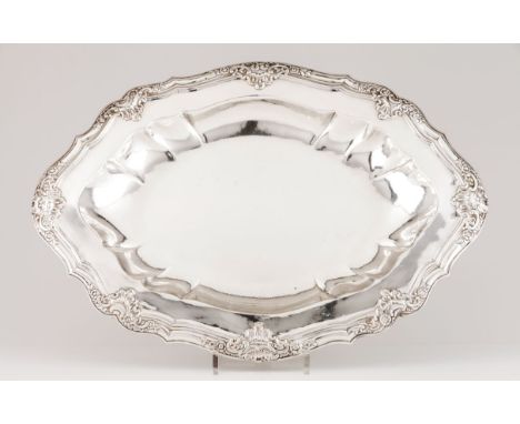 A D.José basinPortuguese silver, mid 18th century Elliptic shaped with plain wide gadrooned centre and scalloped frieze to li