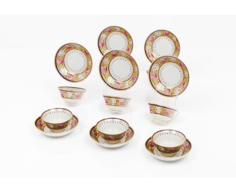 A set of eight cups and saucersExport porcelain Polychrome and gilt floral decoration China, Jiaqing reign (1796-1820) (minor