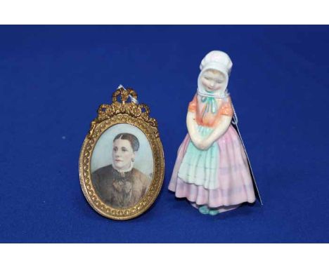 LATE VICTORIAN PAINTED PORTRAIT MINIATURE IN A GILT FRAME
along with a Royal Doulton figure of Tootles (2)