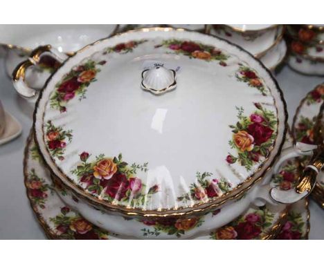 ROYAL ALBERT OLD COUNTRY ROSES TEA AND DINNER SERVICE 
including tureen and butter dish, along with similar china  