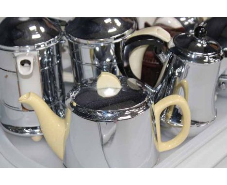 LOT OF SILVER PLATE AND WHITE METAL TEAPOTS
including ceramic teapots, etc 