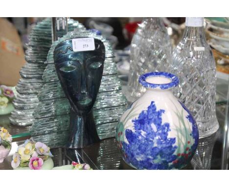 GREEK HAMMERED IRON AND GLASS MASK BY SCULPTOR NIKOS SOTIRIADIS
along with a Border Fine Arts fox, floral posies, decanter, f