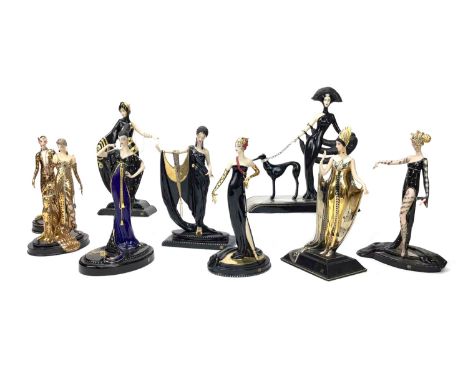 GROUP OF FRANKLIN MINT CERAMIC FIGURES OF LADIES, comprising Glamour, Isis, Symphony in Black, Ocelot, Leopard, Pearls &amp; 