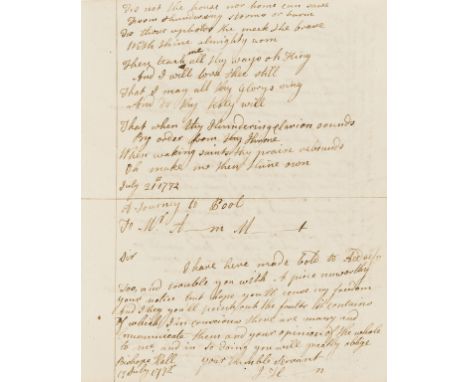18th century Commonplace book.- Harrison (John L., Captain, of Bishop's Hall, Bethnal Green) Commonplace book of letters and 